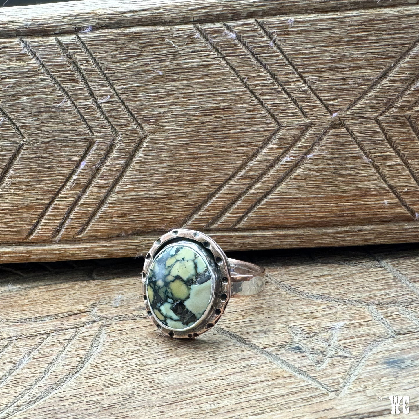 Bronze Goddess - Sterling Silver Variscite Ring