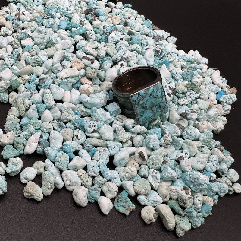 Gun Metal - Sterling Silver Turquoise Band