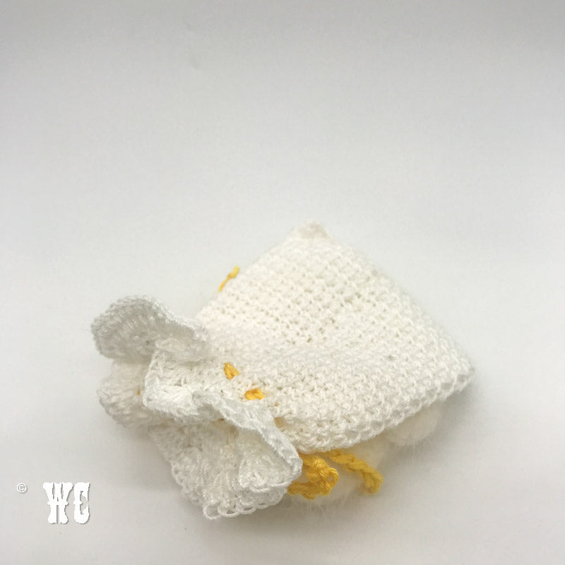 Hand Crochet Pouch with Angora Flower