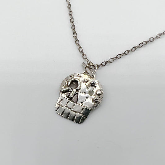 Sugar Skull Sterling Silver Necklace