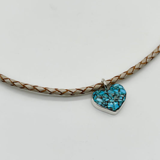 Mosaic Heart Turquoise Necklace