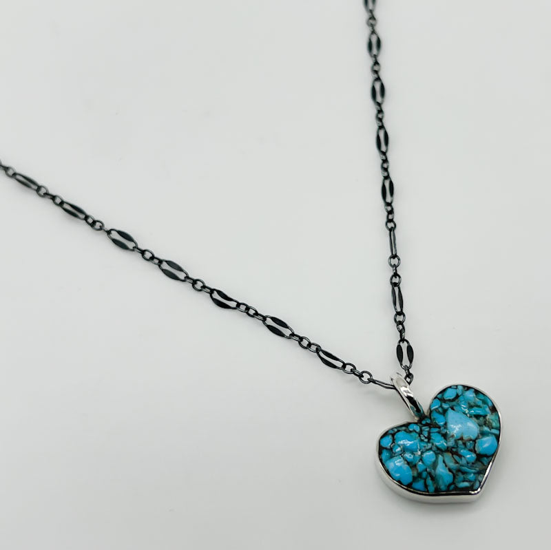 Mosaic Heart Turquoise Necklace