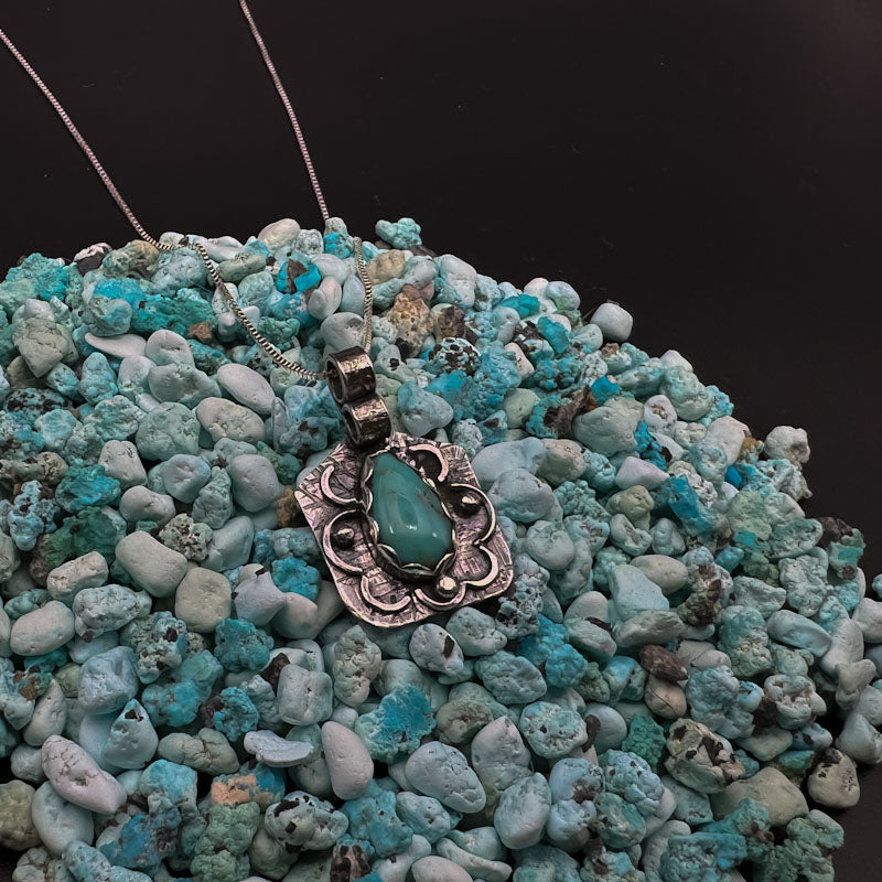 Squared Up - Sterling Silver Turquoise Necklace