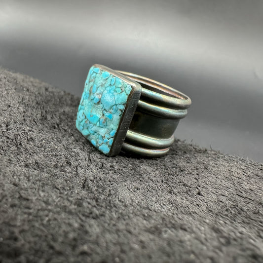 Gun Metal - Sterling Silver Turquoise Band