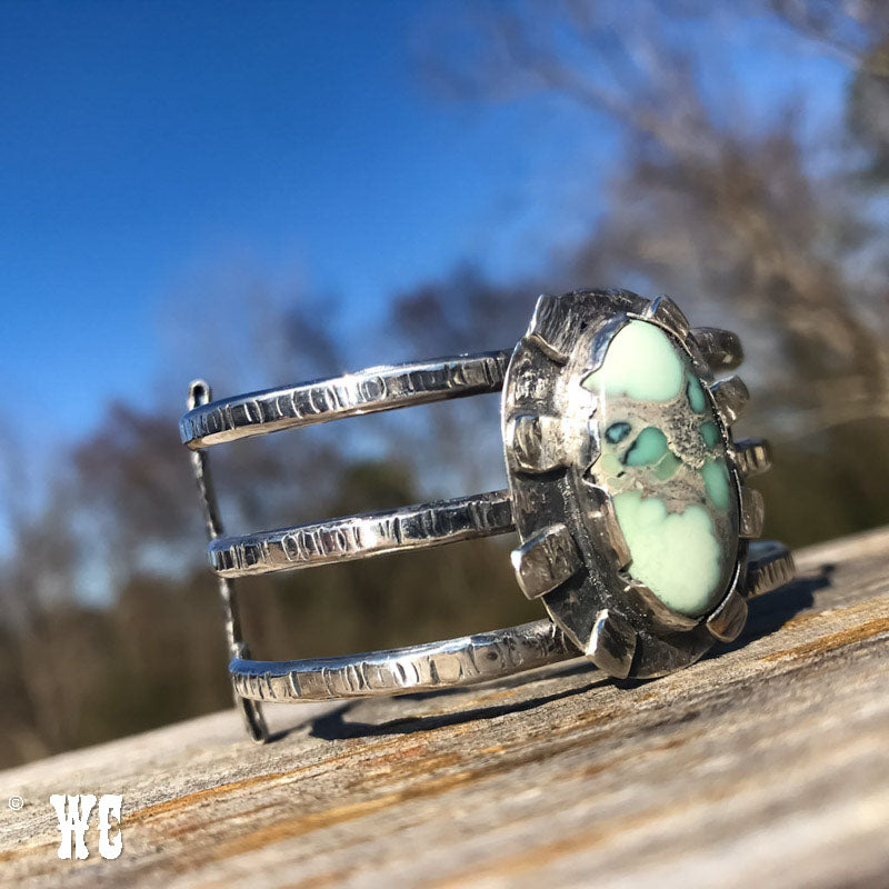 Don't Put Me In A Cage - Sterling Silver Bracelet with Variscite