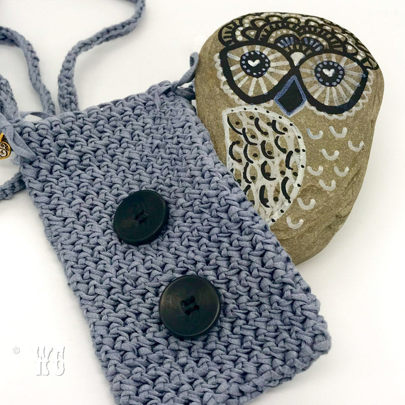 Hand Crochet Cross Body Bag with Button Detail