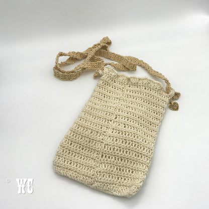 Hand Crochet Cross Body Bag with Angora Flower