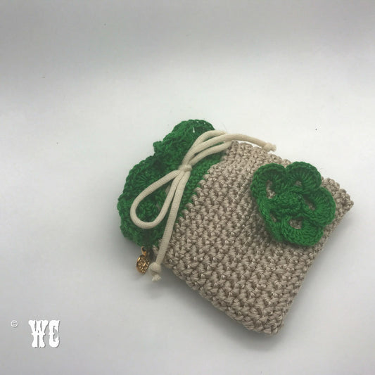 Hand Crochet Pouch with Flower