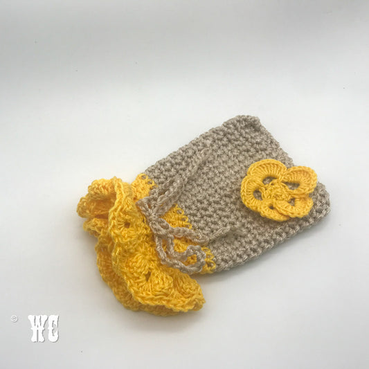 Hand Crochet Pouch with Flower