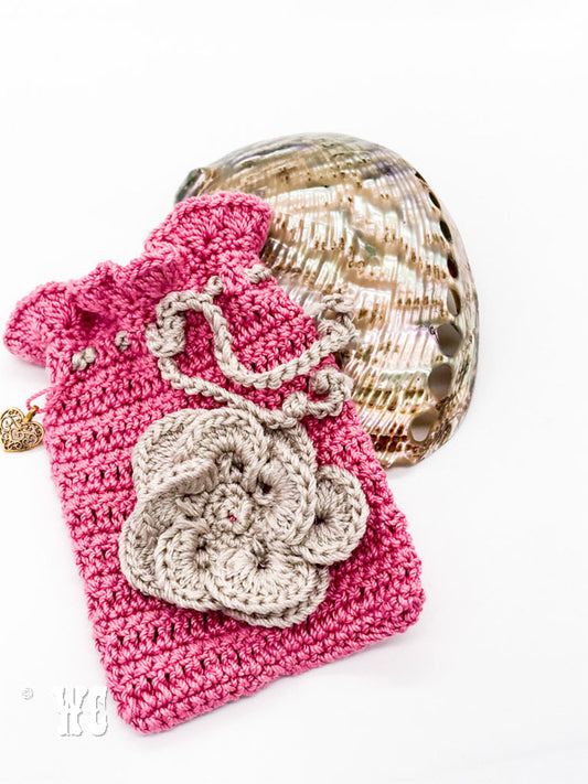 Hand Crochet Pouch with Flower