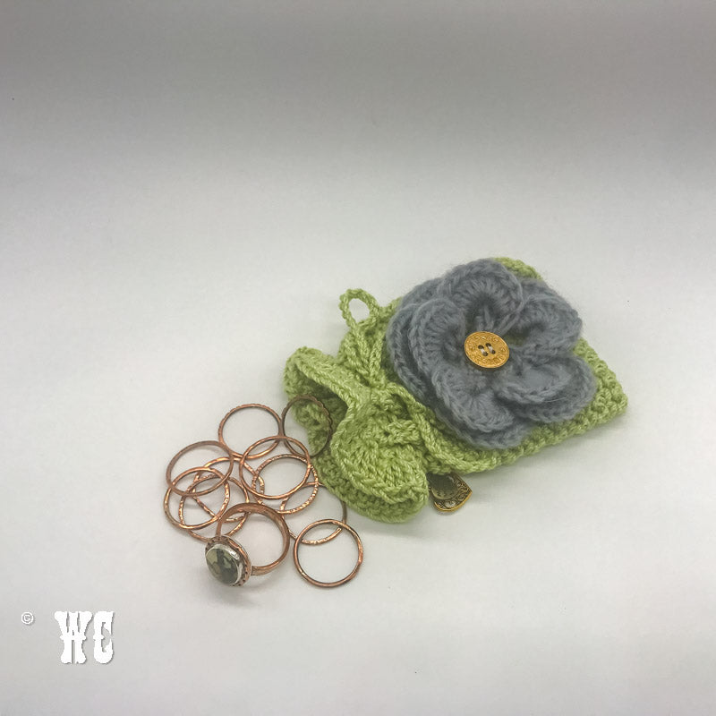 Hand Crochet Pouch with Flower