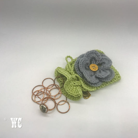 Hand Crochet Pouch with Flower