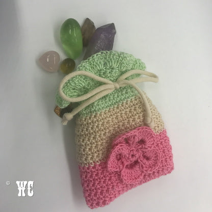 Hand Crochet Pouch with Flower