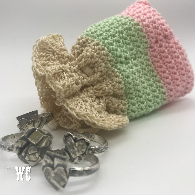 Hand Crochet Pouch with Flower