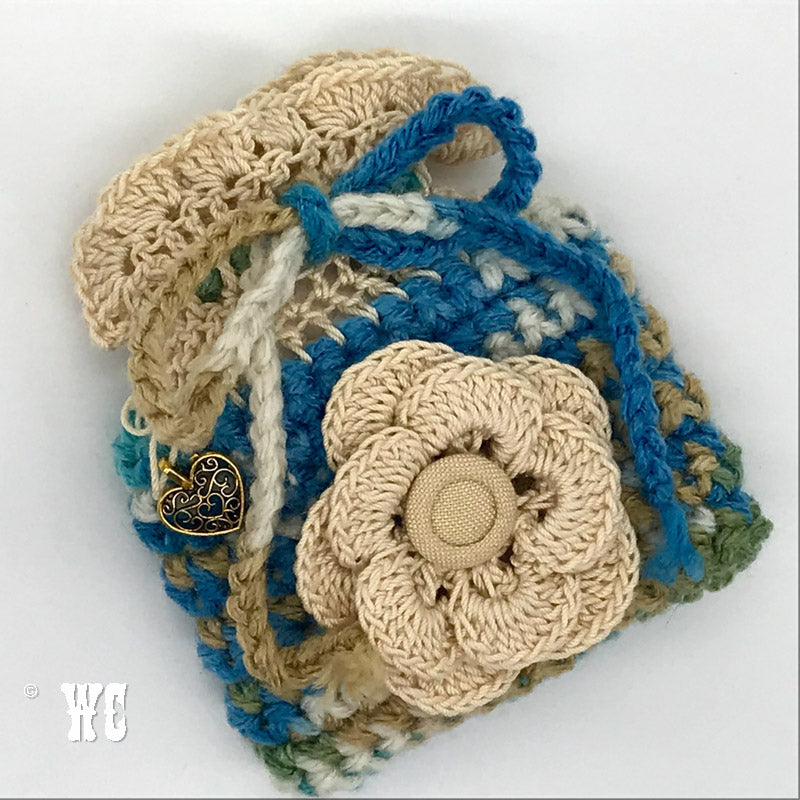 Hand Crochet Pouch with Flower