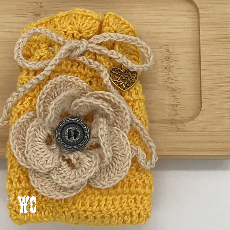 Hand Crochet Pouch with Flower