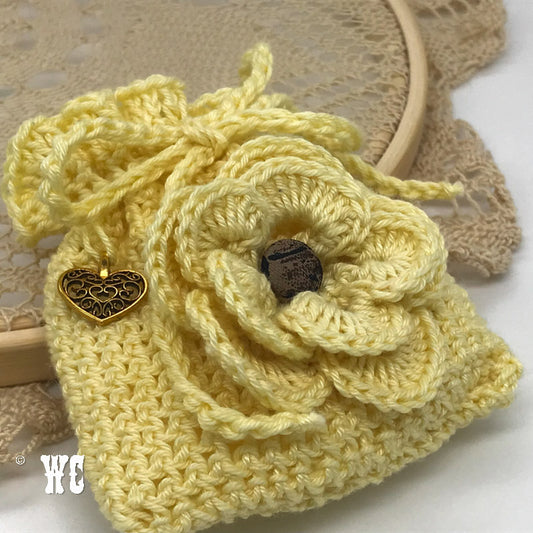 Hand Crochet Pouch with Flower