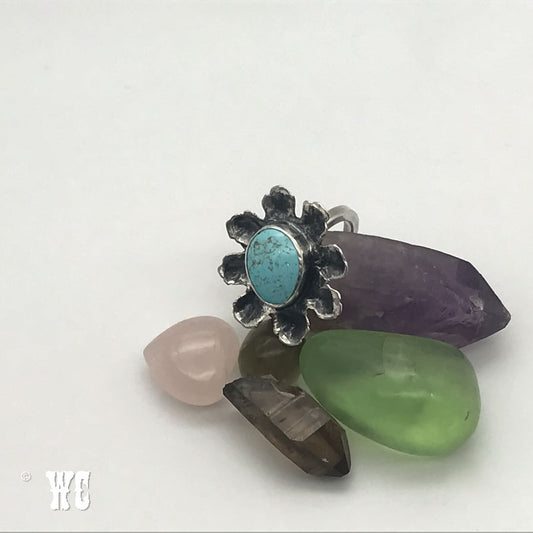 Flower Power - Sterling Silver Turquoise Ring